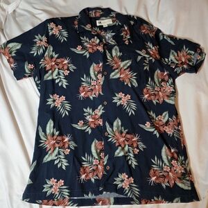 Aeropostale Navy Floral Men's Shirt Size Large